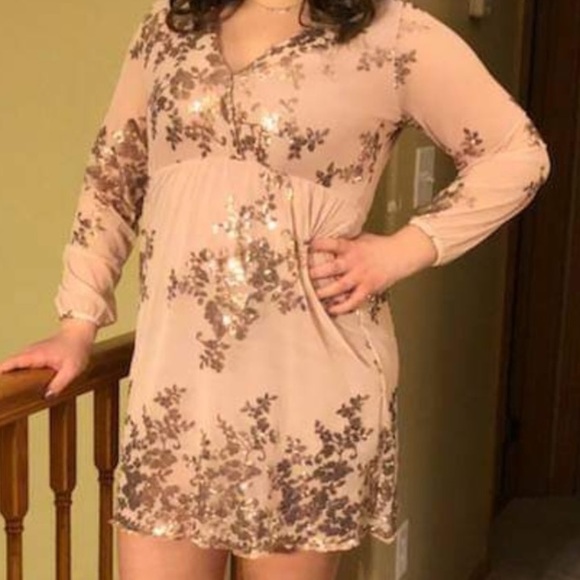 boohoo sequin mesh dress